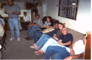 Relaxing in the mission's common area.
