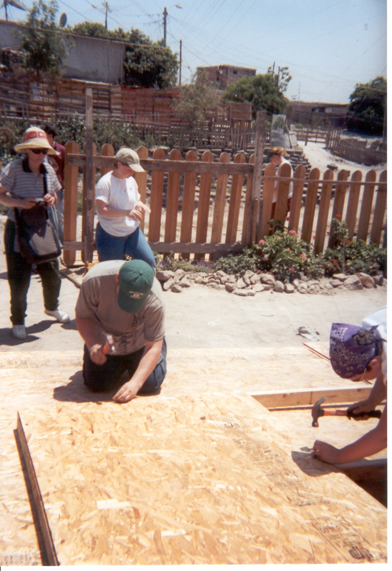 Nailing particle board to frame